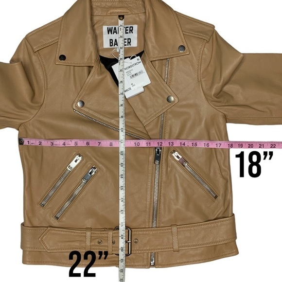 Walter Baker Allison Leather Biker Jacket Tan Latte Size M - Picture 14 of 17